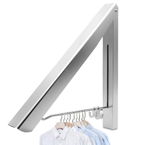 IN VACUUM Drying Racks for Laundry Foldable, Retractable Clothes Drying Rack Folding Indoor, Aluminium, Home Storage Organizer Wall Hanger for Clothes (1 Racks, Silver) von IN VACUUM