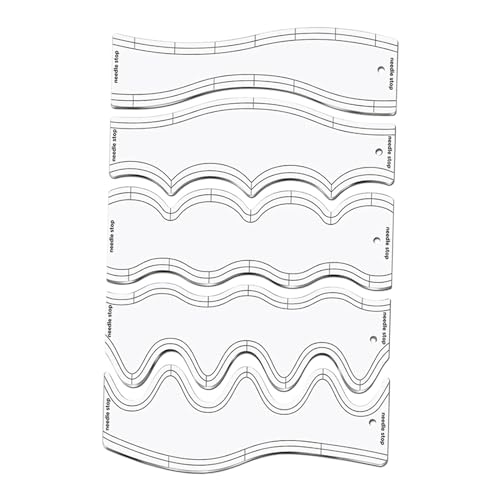 5 Stück Quilt-Lineale, Quiltvorlagen, Formen, Quiltschablonen, Wellenlineale von INACMWIH