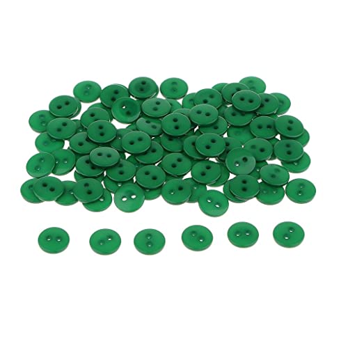 Knöpfe aus Kunstharz, rund, 2 Löcher, zum Nähen, Basteln, Scrapbooking, 1 cm, Grün, 100 Stück von INACMWIH