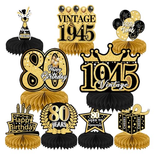 Bienenwaben Deko Set für 80. Geburtstag Elegante Geburtstagsdeko in Schwarz & Gold Happy Birthday Tischdeko für Jubiläum Party Feiern Bienenwaben Deko Set für 80. Geburtstag Elegante Geburtstagsdeko in Schwarz & Gold Happy Birthday Tischdeko für Jubiläum Party Feiern von INCNMAD