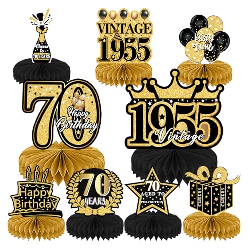 Bienenwaben Deko Set für 70. Geburtstag Elegante Geburtstagsdeko in Schwarz & Gold Happy Birthday Tischdeko für Jubiläum Party Feiern Bienenwaben Deko Set für 70. Geburtstag Elegante Geburtstagsdeko in Schwarz & Gold Happy Birthday Tischdeko für Jubiläum Party Feiern von INCNMAD
