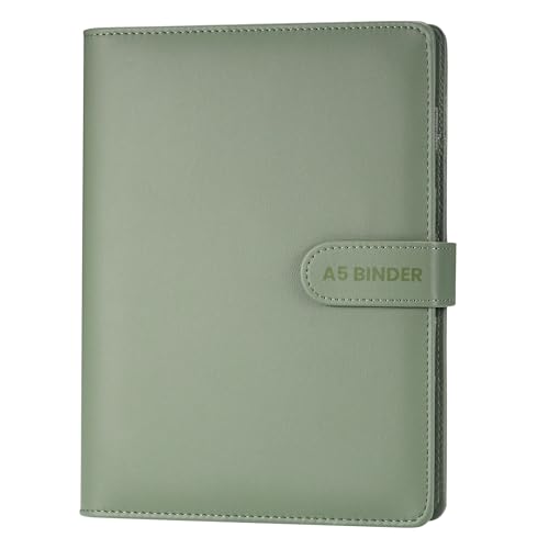 Ringbuch A5 Nachfüllbar PU Leder A5 Ringbuch Abdeckung 6 Löcher Binder Notizbuch Budget Organizer Ringbucheinlagen für Schulnotizen Reisetagebücher (Dunkelgrün, Innenpapier Nicht Enthalten) von INCNMAD