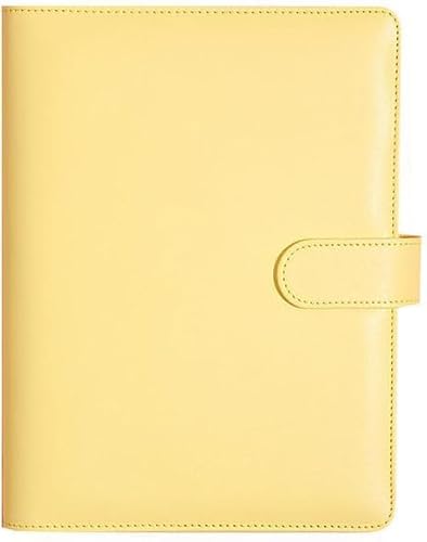 Ringbuch A5 Nachfüllbar PU Leder A5 Ringbuch Abdeckung 6 Löcher Binder Notizbuch Budget Organizer Ringbucheinlagen für Schulnotizen Reisetagebücher (Gelb, Innenpapier Nicht Enthalten) von INCNMAD