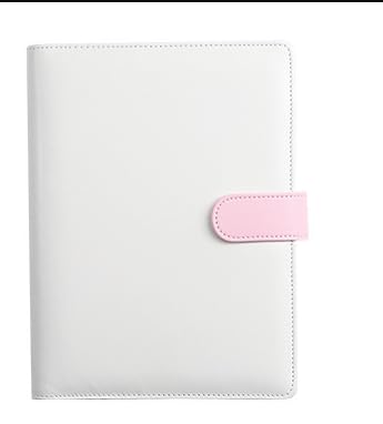 Ringbuch A5 Nachfüllbar PU Leder A5 Ringbuch Abdeckung 6 Löcher Binder Notizbuch Budget Organizer Ringbucheinlagen für Schulnotizen Reisetagebücher (Weiß, Innenpapier Nicht Enthalten) von INCNMAD