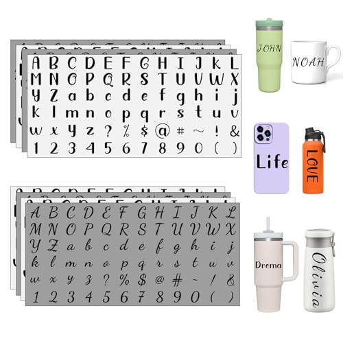 INCOK Aufkleber für Bastelarbeiten, 10 Blatt, schwarzer Buchstaben-Name, UV-DTF-Aufkleber für 473 ml Glasflasche, personalisierte Monogramm-Zahlensymbole, Aufkleber für INCOK Aufkleber für Bastelarbeiten, 10 Blatt, schwarzer Buchstaben-Name, UV-DTF-Aufkleber für 473 ml Glasflasche, personalisierte Monogramm-Zahlensymbole, Aufkleber für von INCOK