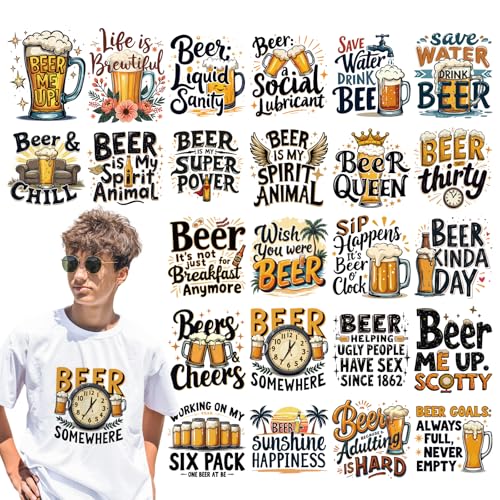 INCOK Beer DTF Transfers Ready to Press – 24 Blatt lustiger Spruch zum Aufbügeln auf Vinyl Wärmetransfer für T-Shirts Cheers Zitate Aufbügeln Aufkleber für Bierliebhaber Party Kleidung Jeans Taschen INCOK Beer DTF Transfers Ready to Press – 24 Blatt lustiger Spruch zum Aufbügeln auf Vinyl Wärmetransfer für T-Shirts Cheers Zitate Aufbügeln Aufkleber für Bierliebhaber Party Kleidung Jeans Taschen von INCOK