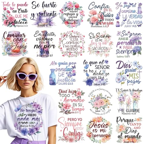 INCOK Christian DTF Transfers, bereit zum Drücken, 20 Blatt, spanischer Bibelvers, Aquarell-Design, zum Aufbügeln, inspirierendes Vinyl-Design für T-Shirts, Kleidung, Jacken, Hüte, Taschen INCOK Christian DTF Transfers, bereit zum Drücken, 20 Blatt, spanischer Bibelvers, Aquarell-Design, zum Aufbügeln, inspirierendes Vinyl-Design für T-Shirts, Kleidung, Jacken, Hüte, Taschen von INCOK