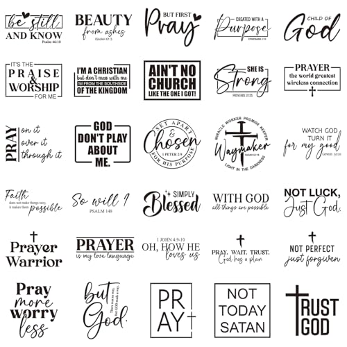 INCOK Christian DTF Transfers Ready to Press – 30 Blatt Motivierender Bibelvers Bügelbilder Aufkleber für T-Shirts inspirierendes Vinyl Design für Kleidung, Jacke, Hut, Tasche, Hoodie, DIY Handwerk von INCOK