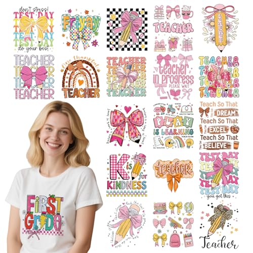 INCOK DTF Transfers, bereit zum Drücken, 24 Stück, rosa Schleife, Aufkleber für Kleidung, Bleistift, Aufbügler, Abziehbilder, Patches für Lehrer, Wertschätzungswoche, T-Shirts, Rucksäcke, Taschen INCOK DTF Transfers, bereit zum Drücken, 24 Stück, rosa Schleife, Aufkleber für Kleidung, Bleistift, Aufbügler, Abziehbilder, Patches für Lehrer, Wertschätzungswoche, T-Shirts, Rucksäcke, Taschen von INCOK