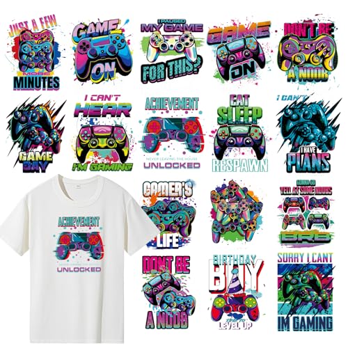 INCOK Game Bügelbilder für Kleidung – 20 Blatt lustige Vinyl-Design-Aufkleber zum Aufbügeln DTF Transfers bereit zum Drücken für T-Shirt, Jacke, Kissen, Gamer, Liebhaber, Kostüm, DIY-Dekorationen INCOK Game Bügelbilder für Kleidung – 20 Blatt lustige Vinyl-Design-Aufkleber zum Aufbügeln DTF Transfers bereit zum Drücken für T-Shirt, Jacke, Kissen, Gamer, Liebhaber, Kostüm, DIY-Dekorationen von INCOK