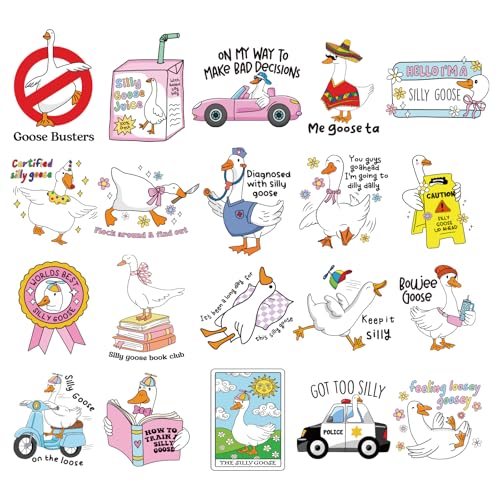 INCOK Goose Bügelbilder – 20 Stück lustige Tier-Bügelbilder für Hemden, DTF-Übertragungen, bereit zum Drücken, für Kleidung, Hut, Jacken, Rucksäcke, Hoodie, Tasche, DIY-Kostüm von INCOK