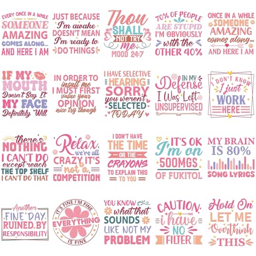 INCOK Lustige Zitate DTF Transfers Ready to Press – 20 Blatt rosa Bügelbilder Bügelbilder Vinyl Design für Kleidung, Kissen, Rucksack, Hoodie, Hut, Tasche, DIY, Kostüm, Handwerk INCOK Lustige Zitate DTF Transfers Ready to Press – 20 Blatt rosa Bügelbilder Bügelbilder Vinyl Design für Kleidung, Kissen, Rucksack, Hoodie, Hut, Tasche, DIY, Kostüm, Handwerk von INCOK