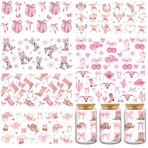 INCOK Reiben Sie auf Transfers zum Basteln – 8 Blatt Coquettte rosa Schleife UV DTF Aufkleber oz Wasserflasche rosa Schleife Cowboystiefel Hut Glas Tasse Warps Aufkleber für Kaffeetassen DIY kreatives INCOK Reiben Sie auf Transfers zum Basteln – 8 Blatt Coquettte rosa Schleife UV DTF Aufkleber oz Wasserflasche rosa Schleife Cowboystiefel Hut Glas Tasse Warps Aufkleber für Kaffeetassen DIY kreatives von INCOK