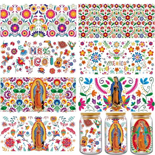 INCOK Reiben Sie auf Transfers zum Basteln – 8 Blatt Guadalupe Virgin Mary UV DTF Cup Wraps für 473 ml Glas, Guadalupe Floral Kaffeetasse Transfer Aufkleber Katholizismus Ringelblumen Aufkleber INCOK Reiben Sie auf Transfers zum Basteln – 8 Blatt Guadalupe Virgin Mary UV DTF Cup Wraps für 473 ml Glas, Guadalupe Floral Kaffeetasse Transfer Aufkleber Katholizismus Ringelblumen Aufkleber von INCOK