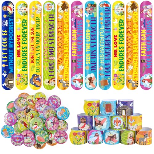 INCOK Religiöse christliche Slap Armbänder Geschenke, 64 Stück Bulk Bibelvers Slap Armbänder mit Abzeichen, Jesus Love You Schnapparmband, motivierende christliche Gastgeschenke Geschenke für VBS INCOK Religiöse christliche Slap Armbänder Geschenke, 64 Stück Bulk Bibelvers Slap Armbänder mit Abzeichen, Jesus Love You Schnapparmband, motivierende christliche Gastgeschenke Geschenke für VBS von INCOK