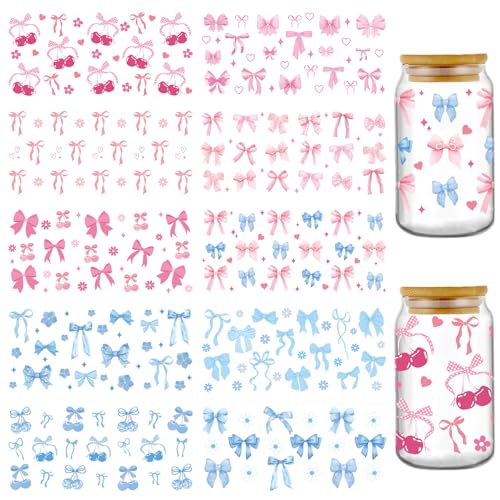 INCOK Rub-on-Transfers zum Basteln – 10 Blatt rosa und blaue Schleife, UV-DTF-Transfer-Aufkleber für 473 ml Wasserkelch, Tassen, stilvolle Glasbecher, Warp-Papieraufkleber, süßes Geschenk für Freundin INCOK Rub-on-Transfers zum Basteln – 10 Blatt rosa und blaue Schleife, UV-DTF-Transfer-Aufkleber für 473 ml Wasserkelch, Tassen, stilvolle Glasbecher, Warp-Papieraufkleber, süßes Geschenk für Freundin von INCOK