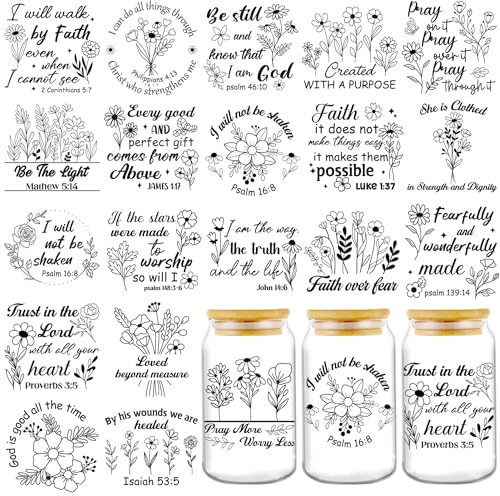 INCOK Rub-on-Transfers zum Basteln – 20 Blatt Bibelvers Wildblume UV DTF Cup Wraps für 473 ml Glas, Flasche, religiöse, inspirierende Sprüche, Transferaufkleber für Kaffeetasse, Geschenkdekoration INCOK Rub-on-Transfers zum Basteln – 20 Blatt Bibelvers Wildblume UV DTF Cup Wraps für 473 ml Glas, Flasche, religiöse, inspirierende Sprüche, Transferaufkleber für Kaffeetasse, Geschenkdekoration von INCOK