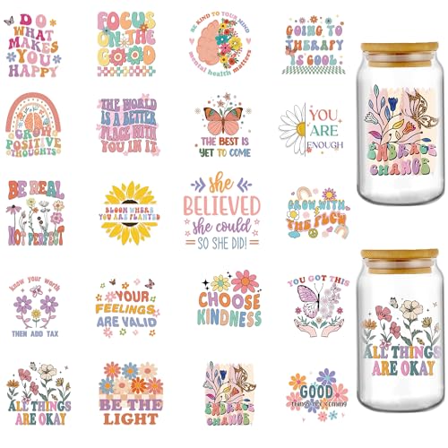 INCOK Rub-on-Transfers zum Basteln – 20 Blatt Boho-Aufkleber für psychische Gesundheit, UV-DTF-Aufkleber für Wasserkelch, motivierende Sprüche, Glasfolie, helle herzerwärmende Aufkleber für INCOK Rub-on-Transfers zum Basteln – 20 Blatt Boho-Aufkleber für psychische Gesundheit, UV-DTF-Aufkleber für Wasserkelch, motivierende Sprüche, Glasfolie, helle herzerwärmende Aufkleber für von INCOK