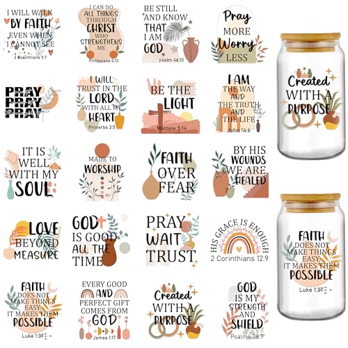 INCOK Rub-on-Transfers zum Basteln – 20 Blatt Boho-Bibelvers Christian UV DTF Cup Wraps für 473 ml Glastasse religiöse motivierende Zitate Aufkleber, DIY kreative Kirchengeschenke Aufkleber INCOK Rub-on-Transfers zum Basteln – 20 Blatt Boho-Bibelvers Christian UV DTF Cup Wraps für 473 ml Glastasse religiöse motivierende Zitate Aufkleber, DIY kreative Kirchengeschenke Aufkleber von INCOK