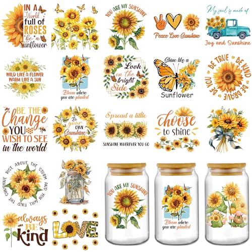 INCOK Rub-on-Transfers zum Basteln – 20 Blatt Sonnenblumen-UV-DTF-Glasbecher für 40,6 cm, 50,8 cm, 1,2 l, 1,2 l, Kaffeetasse, gelbe Schmetterlings-Herz-Wasserflaschen-Aufkleber, DIY-Aufkleber für INCOK Rub-on-Transfers zum Basteln – 20 Blatt Sonnenblumen-UV-DTF-Glasbecher für 40,6 cm, 50,8 cm, 1,2 l, 1,2 l, Kaffeetasse, gelbe Schmetterlings-Herz-Wasserflaschen-Aufkleber, DIY-Aufkleber für von INCOK