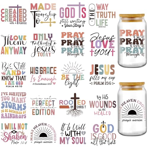 INCOK Rubb on Transfers for Crafts - 20 Sheets Bible Verse UV DTF Glass Wraps for 473.6 g Water Cups, Uplifting Christian Quotes Uvdtf Stickers for Coffee Mug DIY Creative Religious Gift INCOK Rubb on Transfers for Crafts - 20 Sheets Bible Verse UV DTF Glass Wraps for 473.6 g Water Cups, Uplifting Christian Quotes Uvdtf Stickers for Coffee Mug DIY Creative Religious Gift von INCOK