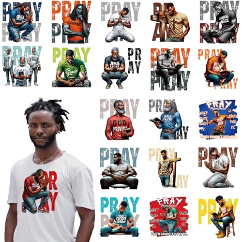 INCOK Schwarze Männer Bügelbilder für T-Shirts – 16 Blatt Gebet DTF Transfers bereit zum Drücken, christliche Heat Decals Patches für Sonntag Kirche Kostüm Jeans Tasche Hüte Hoodie DIY Handwerk INCOK Schwarze Männer Bügelbilder für T-Shirts – 16 Blatt Gebet DTF Transfers bereit zum Drücken, christliche Heat Decals Patches für Sonntag Kirche Kostüm Jeans Tasche Hüte Hoodie DIY Handwerk von INCOK