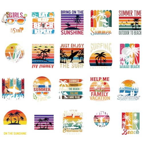 Sommer-Bügelbild für T-Shirts, 20 Blatt, Sommerabend, DTF Transfers, Hitze, bereit zum Drücken, Vintage-Strand, zum Aufbügeln auf Vinyl-Design-Patches für Kleidung, Hut, Tasche, DIY-Dekoration Sommer-Bügelbild für T-Shirts, 20 Blatt, Sommerabend, DTF Transfers, Hitze, bereit zum Drücken, Vintage-Strand, zum Aufbügeln auf Vinyl-Design-Patches für Kleidung, Hut, Tasche, DIY-Dekoration von INCOK