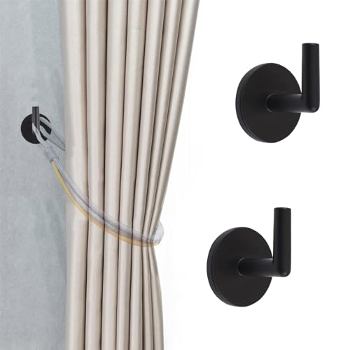 INCREWAY Vorhanghalter, selbstklebend, zur Wandmontage, Raffhalter, spurlos, Metall, Wandhaken, Aufbewahrungshalter, Vorhanghaken, Aufhänger für Heimdekoration, Schwarz, 2 Stück INCREWAY Vorhanghalter, selbstklebend, zur Wandmontage, Raffhalter, spurlos, Metall, Wandhaken, Aufbewahrungshalter, Vorhanghaken, Aufhänger für Heimdekoration, Schwarz, 2 Stück von INCREWAY