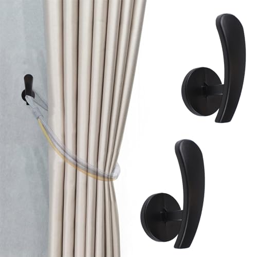 INCREWAY Vorhanghalterungen, selbstklebend, zur Wandmontage, Raffhalter, spurlos, Metall, Wandhaken, Vorhanghaken für Heimdekoration, Schwarz, 2 Stück INCREWAY Vorhanghalterungen, selbstklebend, zur Wandmontage, Raffhalter, spurlos, Metall, Wandhaken, Vorhanghaken für Heimdekoration, Schwarz, 2 Stück von INCREWAY