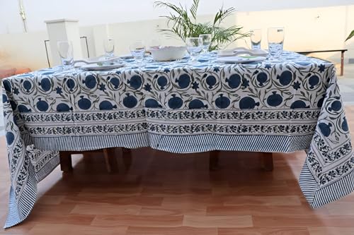 INDACORIFY Indische Blockdruck-Tischdecke, Blumendruck, Baumwoll-Tischdecke, Erntedankfest, Bauernhaus-Partys, Geschenk für Einweihungspartys, Hochzeitsgeschenke von INDACORIFY