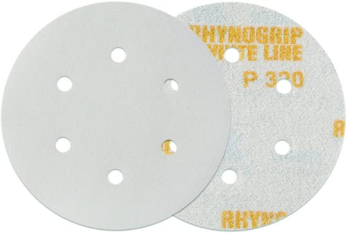INDASA RHYNOGRIP White LINE 150mm Schleifscheiben Klettscheiben mit 6 Löchern 6H / 50 Stück - Exzenter Scheiben von INDASA