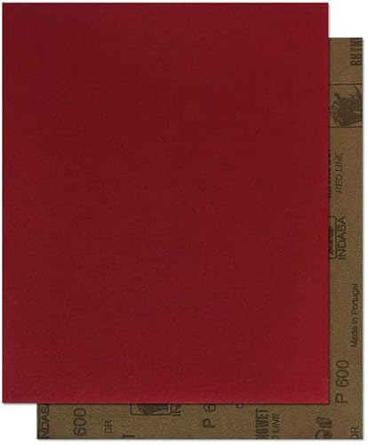 RHYNOWET Red Line BOGEN 230X280 P400-50 x Nassschleifpapier, Wasserdichte Schleifblätter, Schileifbogen für Polieren Holzmöbel, Metall, Stein, Auto, Glas von INDASA