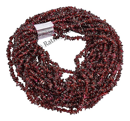 B0DLT4Q2RX natürlicher Granat-Edelstein, lose Perlen, Strang, 86,4 cm Länge, 2 Stränge, rot-rosa Farbe, Orissa-Granat, Schmuckherstellung von INDIA MADE