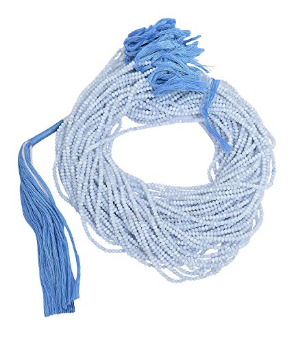 Natürlicher Chelcedon, mikrofacettierte Rondelle, lose Edelstein-Strangperlen, blaue Farbe, Israel-Schliff-Perlen, Schmuckherstellung, Großhandelspreis - B0888282T5 von INDIA MADE