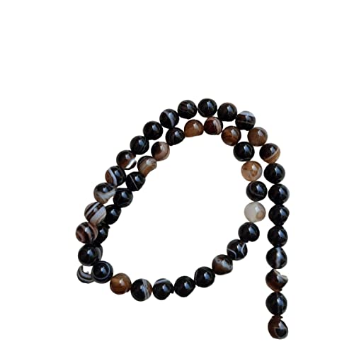 Natürlicher Kristall – Stein/Perlen/Edelstein, 8 mm, runde lose Perlen in Schnur zur Herstellung von Halsketten/Schmuck/Armband/Mala (Sulemani Hakik AAA)-B09WKL1PM1 von INDIA MADE