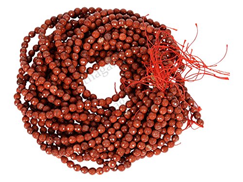 Natürlicher roter Jaspis, facettierte, runde Kugel, lose Edelstein-Strangperlen, roter Jaspis, Schmuckherstellung, Großhandelspreis. B086S7GLK8 von INDIA MADE