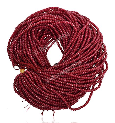Rubin facettierte Rondelle lose Edelstein-Strangperlen, rubinrote Farbe, Schmuckherstellung, Großhandelspreis - B09H7KMWYB von INDIA MADE