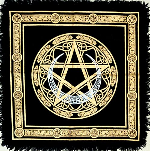 Altartuch Halbmond Pentagramm Hexerei Alter Tarot Spread Top Tuch Wiccan Square Spiritual 18 x 18 Sacred Cloth Crescent Pentagram von INDIAN CRAFT CASTLE