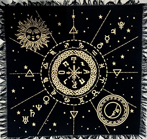 INDIAN CRAFT CASTLE Altar Cloth Golden Lucky Witchcraft Alter Tischdecke Tarot Spread Pegan Top Cloth Wicca Square Wicca Spiritual Sacred Table Tapestry Cloth (12 Constellation Gold, 45,7 x 45,7 cm) von INDIAN CRAFT CASTLE