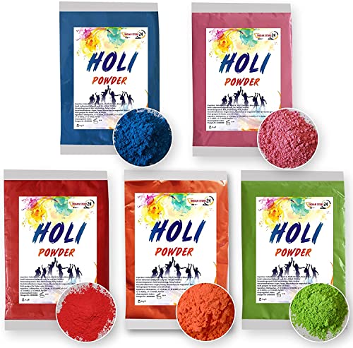 5 beutel Holi Gulal Pulver wasserlöslich Natural festival Fotoshooting Rangoli Colors Regenbogen powder holy farbbeutel glitzer Farbpulver fotos (mix 5) von Rang Bahaar