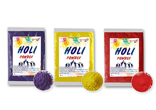 3 beutel Holi Gulal Pulver wasserlöslich Natural festival Fotoshooting Rangoli Colors Regenbogen powder holy farbbeutel glitzer Farbpulver fotos (mix 3) von INDIAN STORE 24