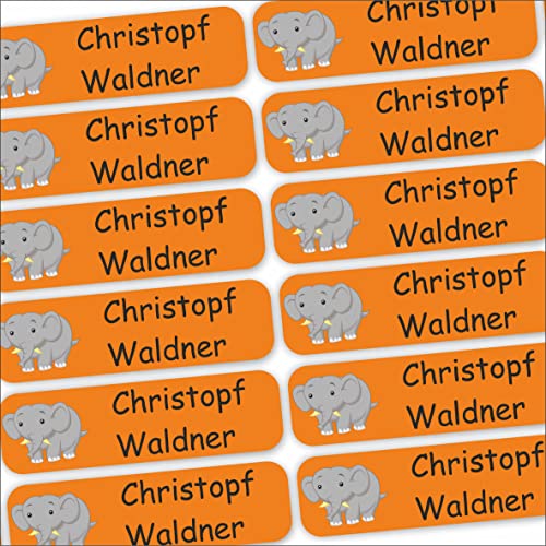 INDIGOS UG® 120 x Namensaufkleber Wäscheetiketten 35x10mm - Elefant - Bekleidung - Gegenstände - für Kinder, Schule und Kindergarten - Textilien Etiketten individuell personalisiert von INDIGOS UG