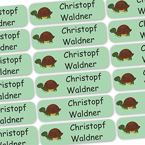 INDIGOS UG® 120 x Namensaufkleber Wäscheetiketten 35x10mm - Schildkröte - Bekleidung - Gegenstände - für Kinder, Schule und Kindergarten - Textilien Etiketten individuell personalisiert von INDIGOS UG