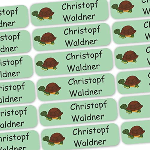 INDIGOS UG® 80 x Bügeleetiketten Namenssticker 35x10mm - Schildkröte - Bekleidung - für Kinder, Schule und Kindergarten - Textilien Etiketten individuell personalisiert von INDIGOS UG
