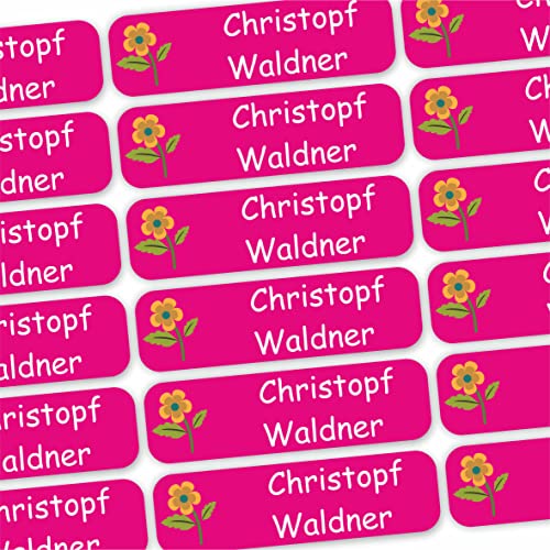 INDIGOS UG® 80 x Namensaufkleber Wäscheetiketten 35x10mm - Blume gelb - Bekleidung - für Kinder, Schule und Kindergarten - Textilien Etiketten individuell personalisiert von INDIGOS UG