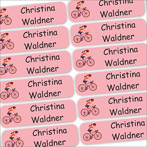 INDIGOS UG® 80 x Namensaufkleber Wäscheetiketten 35x10mm - Fahrrad - Bekleidung - für Kinder, Schule und Kindergarten - Textilien Etiketten individuell personalisiert von INDIGOS UG