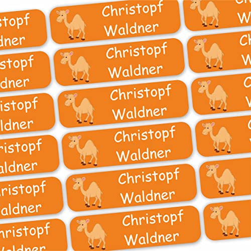 INDIGOS UG® 80 x Namensaufkleber Wäscheetiketten 35x10mm - Kamel - Bekleidung - für Kinder, Schule und Kindergarten - Textilien Etiketten individuell personalisiert von INDIGOS UG