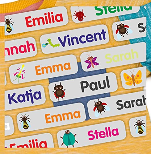 Indigos UG - Namensschilder für Kleidung zum aufbügeln mit Bügeleisen - 10-1000 Sticker - 51x7 mm - Namensaufkleber Kinder Kleidung - für T-Shirt, Sportbekleidung - Aufkleber selbst gestalten - grau von INDIGOS UG