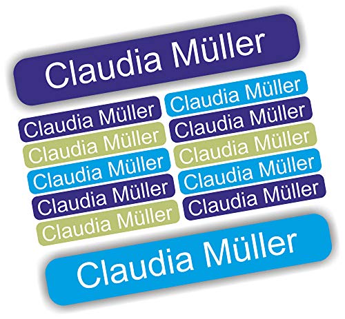 INDIGOS UG® Namensaufbügler Aufbügler Bügeletiketten Textil - 60x10mm - 54 Stück in einem Set - für Kinder, Schule Kindergarten - T-Shirts, Textilien, Schürzen, Sportsachen - individueller Aufdruck von INDIGOS UG