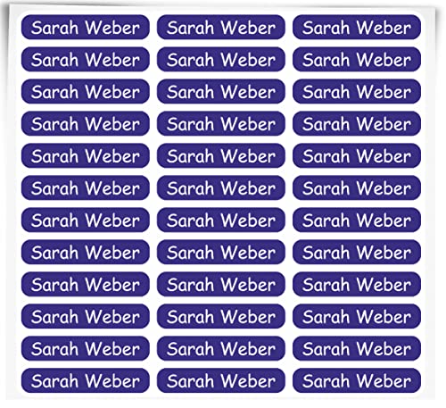 Indigos UG Namensaufkleber Kinder - 36x7 mm - 300 Sticker - blau - personalisiert - Beschriftung Schulsachen mit Name und Wunschtext - Etiketten Schulheft - Schultüte Federmappe von INDIGOS UG